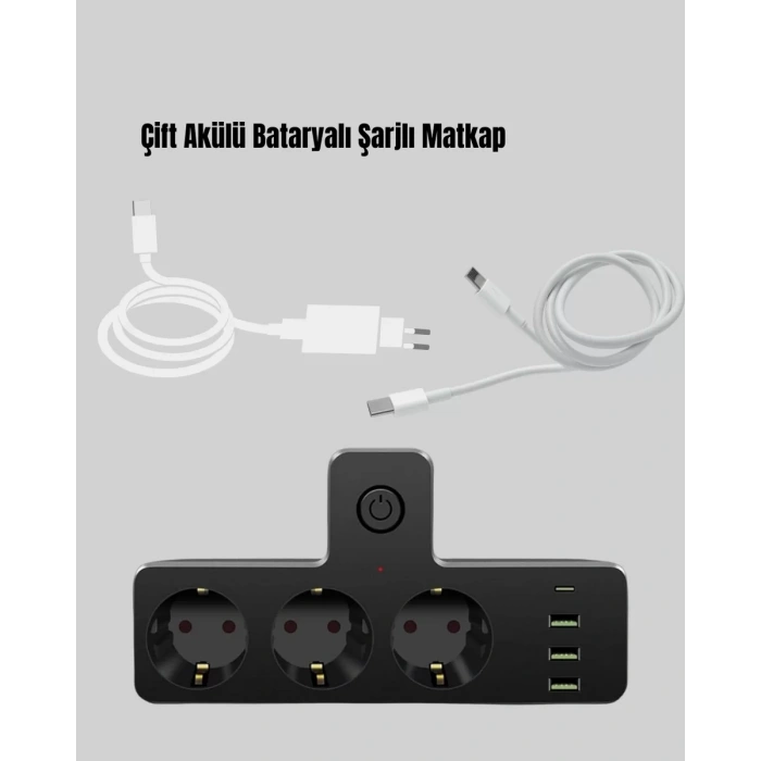 Nevamel® Anahtarlı Çoklu Priz 3 USB 1 Type-C Hızlı Şarj Destekli