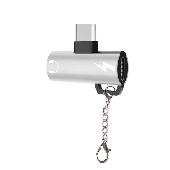 Nevamel Anahtarlık Dual Usb Type C Şarj Dönüştürücü Başlık Adaptör-(5775)
