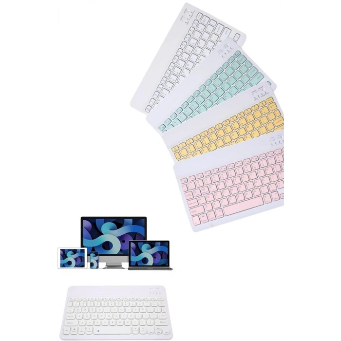 Nevamel Android ve İOS Uyumlu Bluetooth Kablosuz Türkçe Q Klavye Renkli