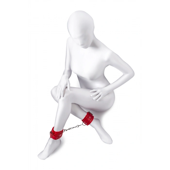 Nevamel® Anonymo Bdsm Ayak Kelepçe #0155 , Pu Deri, Kırmızı, 27 Cm (Kod:0155)