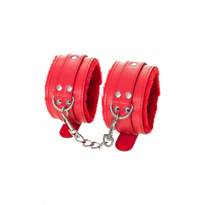Nevamel® Anonymo Bdsm Ayak Kelepçe #0155 , Pu Deri, Kırmızı, 27 Cm (Kod:0155)