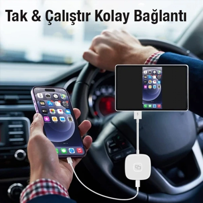 Nevamel Apple iPhone USB+Lightning Carplay Mirror Adaptör Çevirici -Youtube Netflix Tiktok Video Yansıtıcı-(5775)