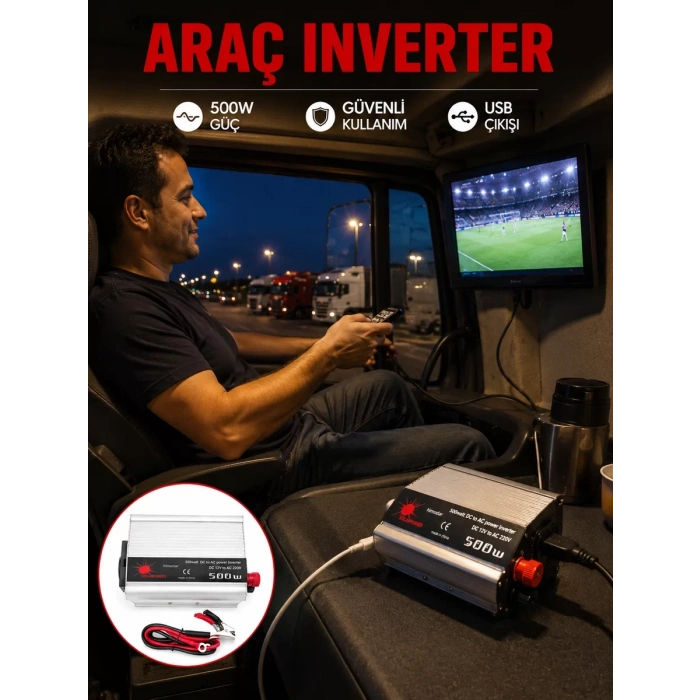 Nevamel® Araç Aküsünden Elektrik Üreten 500 Watt İnvertör