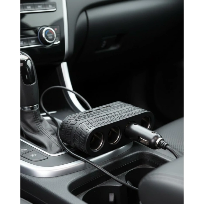 Nevamel® Araç Çakmak Çoklayıcı 4 Çıkışlı 2 USB ve Type C Girişli Çok Fonksiyonlu Şarj Ünitesi