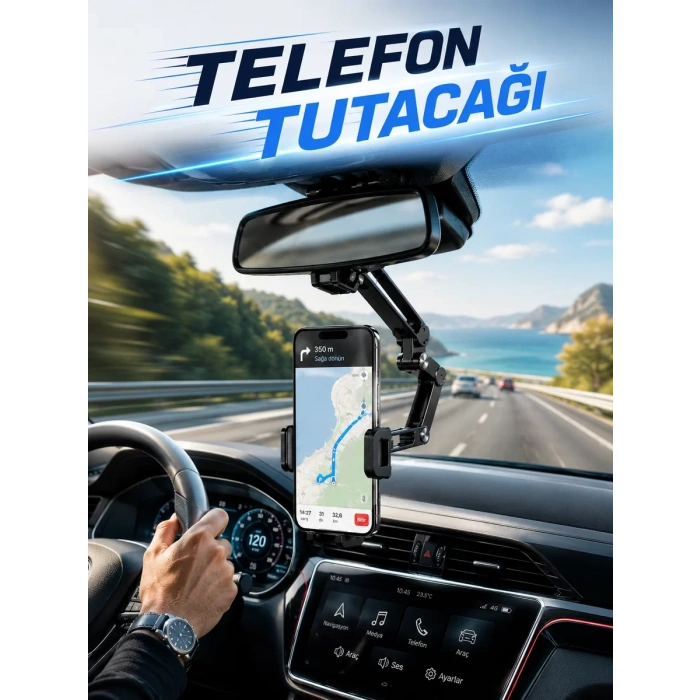 Nevamel® Araç Dikiz Aynası Telefon Tutucu Navigasyon Kullanımına Uygun Telefon Standı