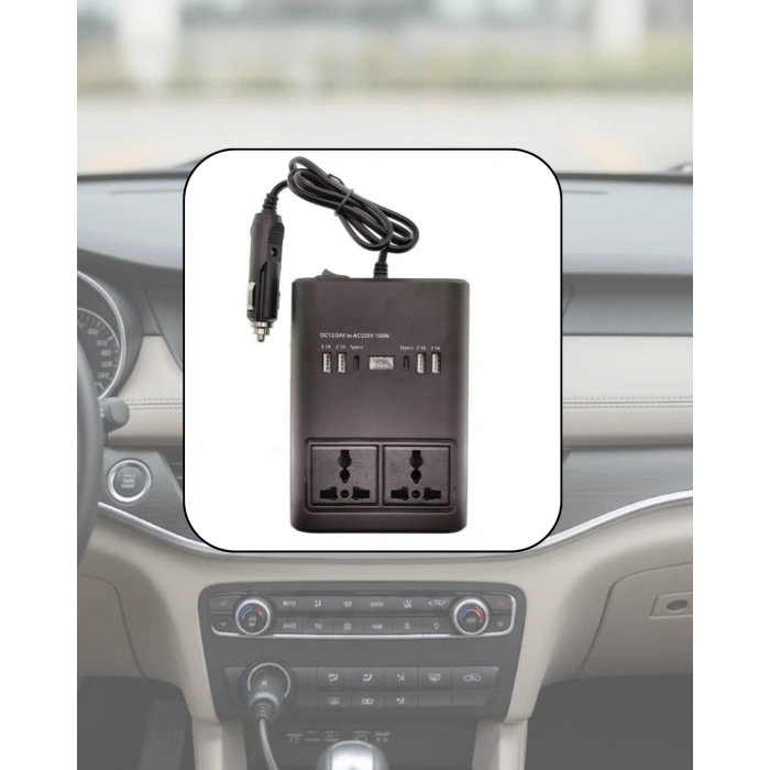 Nevamel® Araç Elektrik Dönüştürücü Çoklu USB Çıkışlı 150W İnvertör