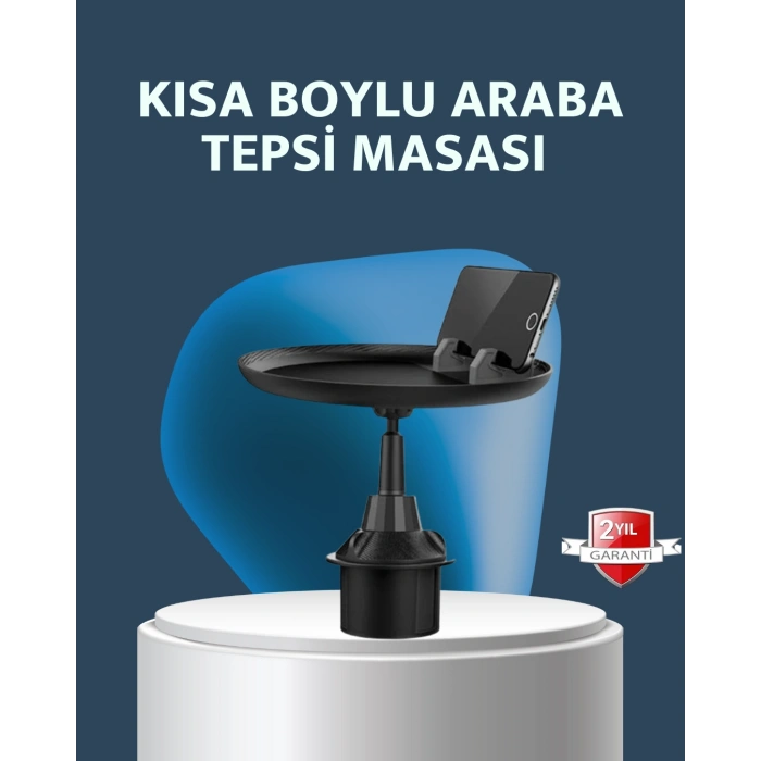 Nevamel® Araç İçi 360° Ayarlanabilir Bardaklık Tepsisi Geniş Yüzeyli ve Telefon Standlı