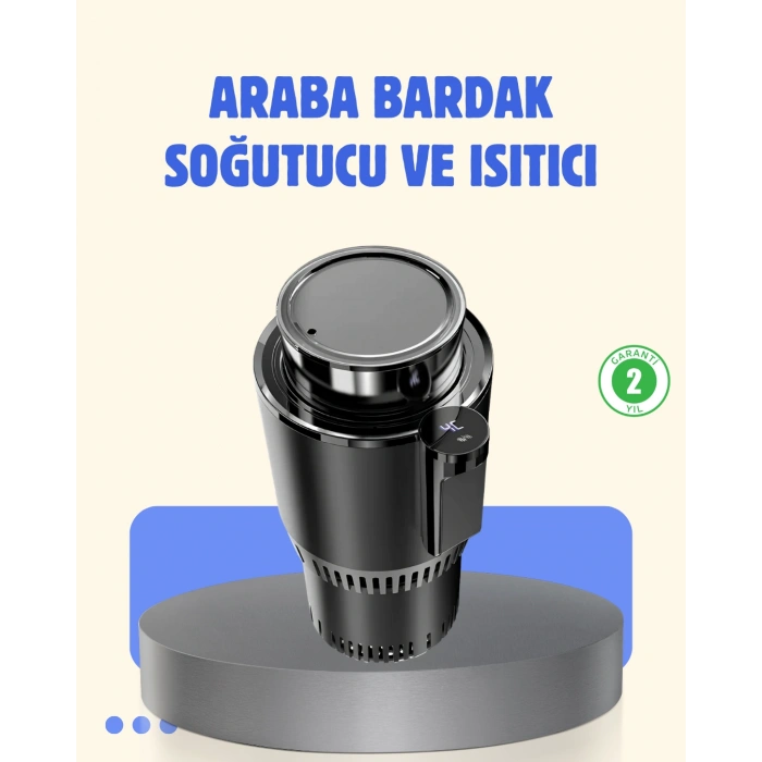 Nevamel® Araç İçi Akıllı Bardaklık Isıtıcı Soğutucu Dijital Ekranlı