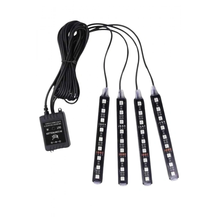 Nevamel Araç Içi Aydınlatma Kumandalı 12 Led Ayak Altı Led Ambiyans Işığı Sese Duyarlı Kumandalı