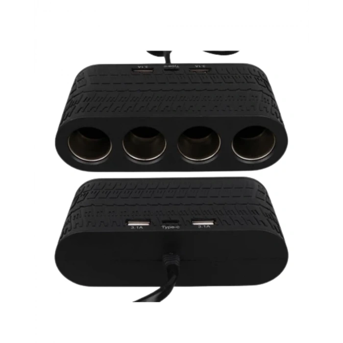 Nevamel® Araç İçi Güç Dağıtıcı 4 Çakmaklık 2 USB 1 Type C Şarj Ünitesi
