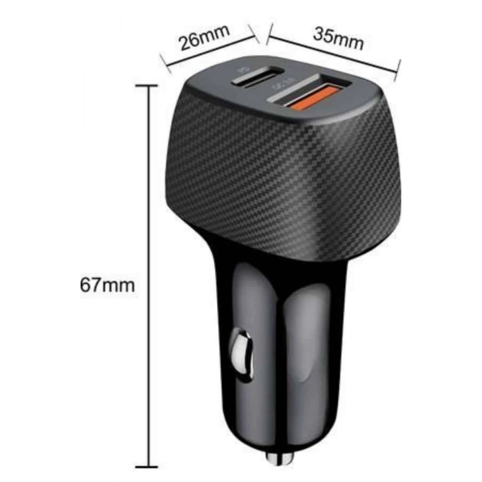 Nevamel Araç İçi Hızlı Şarj Soketi 38W Oto Çakmaklık Type-C Araba Çakmaklık