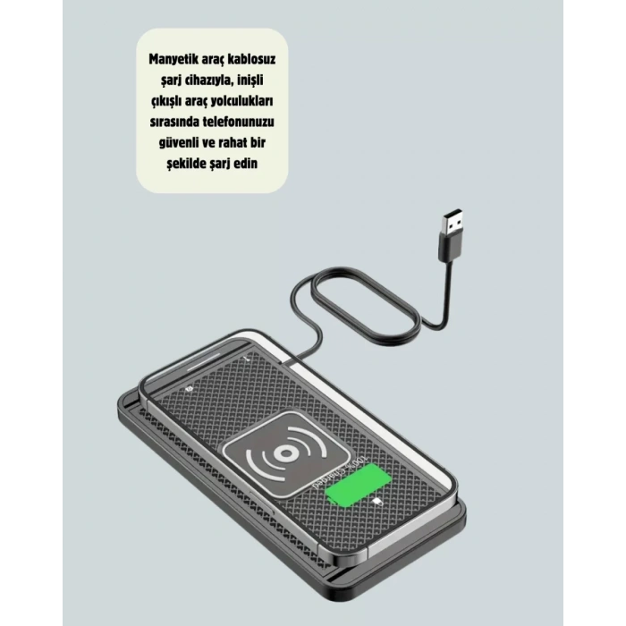 Nevamel® Araç İçi Kablosuz Şarj Pedi – Manyetik Güçlü Tutuş Hızlı Şarj Özelliği