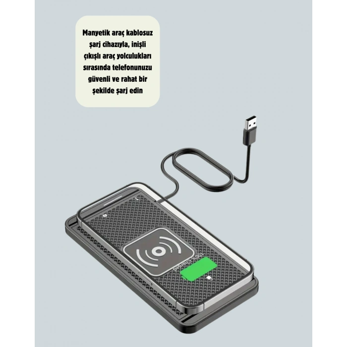 Nevamel Araç İçi Kablosuz Şarj Pedi – Manyetik Güçlü Tutuş Hızlı Şarj Özelliği