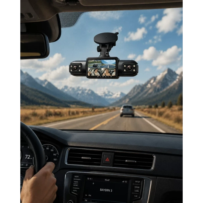 Nevamel® Araç İçi Kamera Full HD Gece Görüşlü 4 Kamera Destekli Geniş Açılı Kayıt