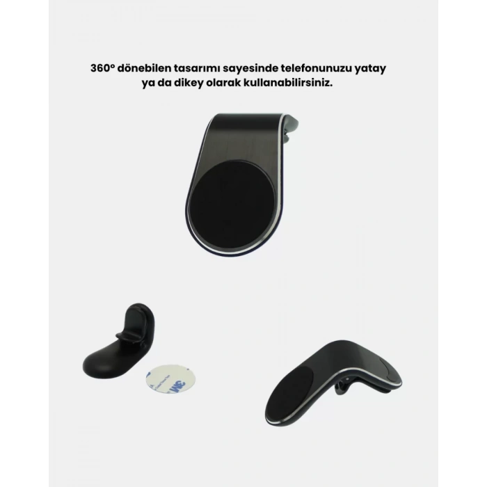 Nevamel® Araç İçi Manyetik Telefon Tutucu Güçlü Klipsli ve 360 Derece Ayarlanabilir