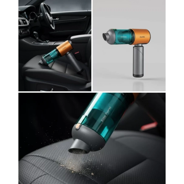 Nevamel® Araç İçin El Tipi Süpürge Güçlü Motor ve Uzun Pil Ömrü