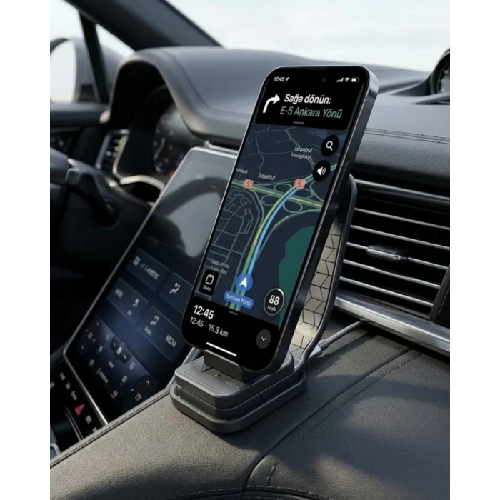 Nevamel® Araç Konsol Telefon Tutucu 360° Döner Katlanabilir Stand