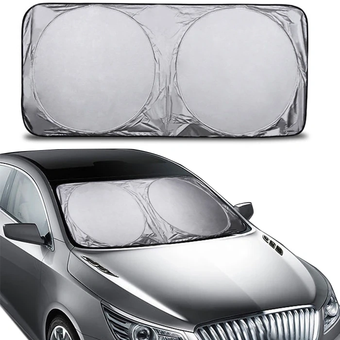 Nevamel Araç Oto Ön Cam Çift Daireli Gümüş Kaplama Güneş Kalkanı Branda-(5775)