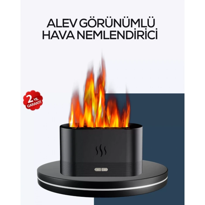 Nevamel® Aromatik Oda Kokusu Difüzörü Alev Tasarımlı LED Işıklı Nemlendirici