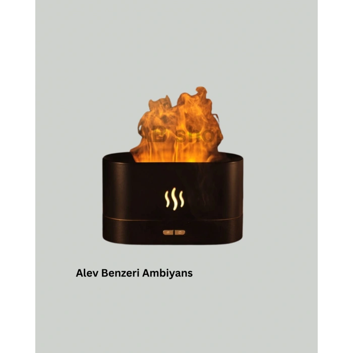 Nevamel® Aromatik Oda Kokusu Difüzörü Alev Tasarımlı LED Işıklı Nemlendirici