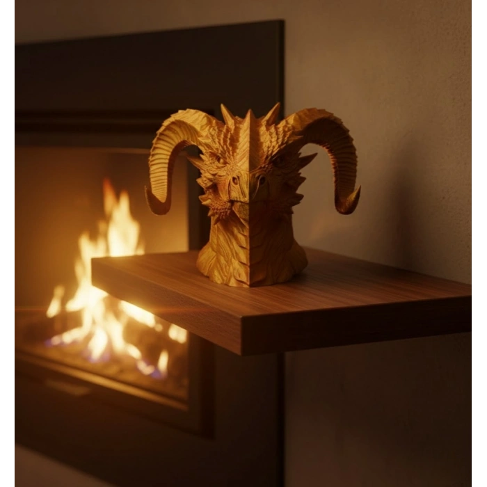 Nevamel® Asil Tasarım Gold–Red Ejderha Heykeli Hediyelik Fantastik Dekor