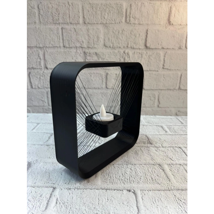 Nevamel® Askılı Kare Mumluk Duvar Dekoru Loş Salon ve Modern Mekanlar