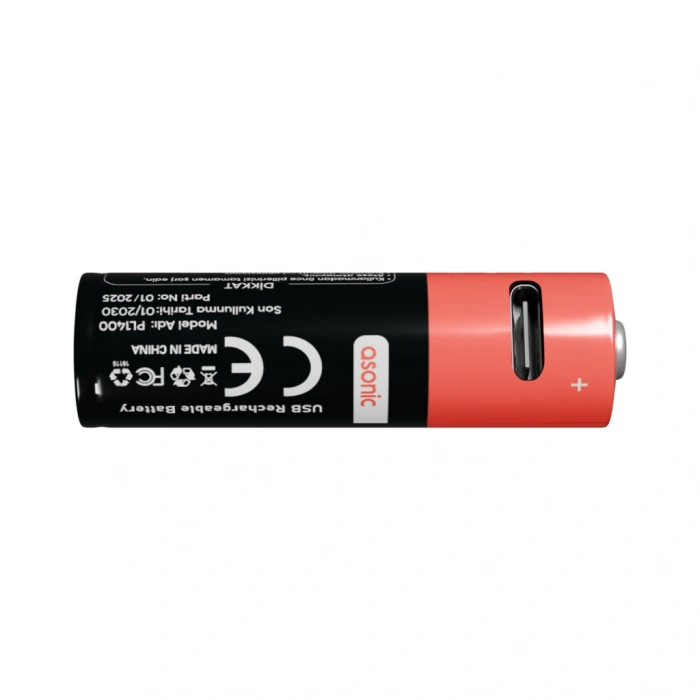 Nevamel® ASONIC PL1400 AA Şarjlı Pil 1.5Volt 1400mAh/2600mwh Type-C ile Kolay Şarj  2 li Paket (USB To Type-C Kablo Hediye)(1923)