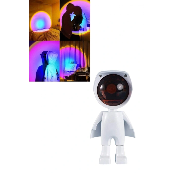 Nevamel Astronot Işık Projektörü Gökkuşağı Projeksiyon Gece Lambası Hediyelik