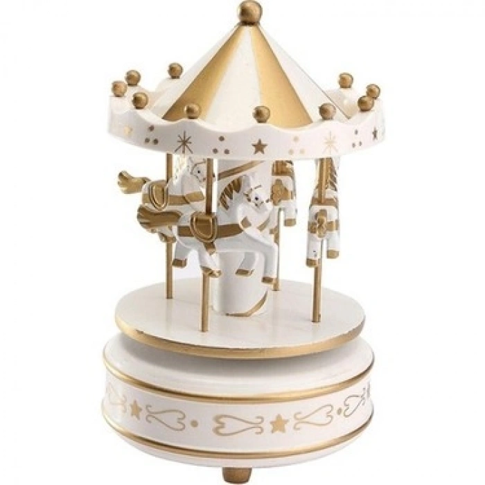 Nevamel® Atlı Karınca Müzik Kutusu Gold-Beyaz Renk