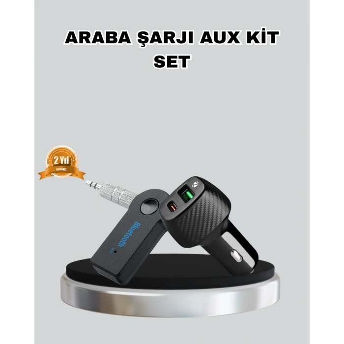 Nevamel® AUX Bluetooth Adaptör ve 38W Hızlı Araç Şarj Cihazı Seti