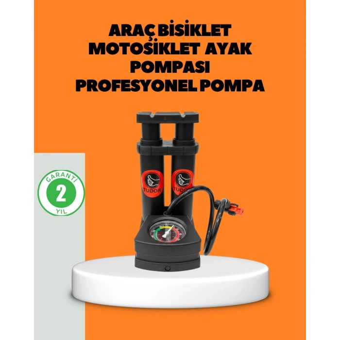 Nevamel® Ayaklı Bisiklet Pompası Basınç Göstergeli Çok Amaçlı