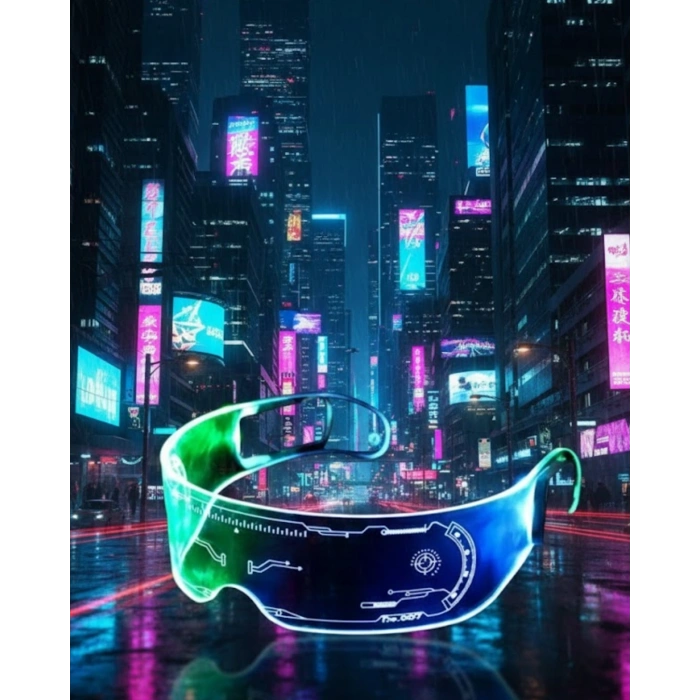 Nevamel® Aydınlatmalı LED Parti Gözlüğü Çok Renkli Modlu Cyberpunk Tasarım