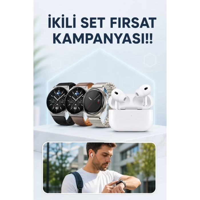 Nevamel® Aynalı Bluetooth Kulaklık Yeni Nesil Akıllı Saat Titreşimli Nabız Ölçer Spor Modları