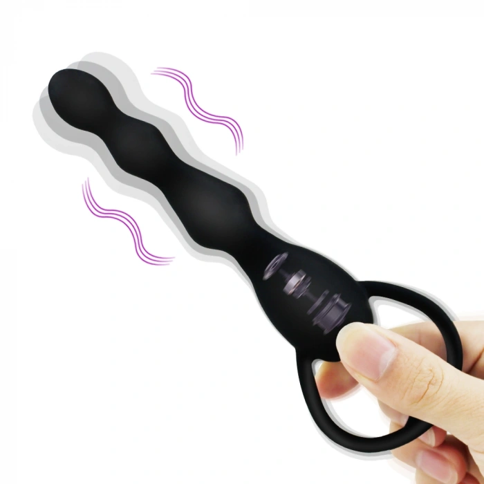 Nevamel® Backpart Titreşimli Boğumlu Halkalı Anal Tıkaç - Siyah