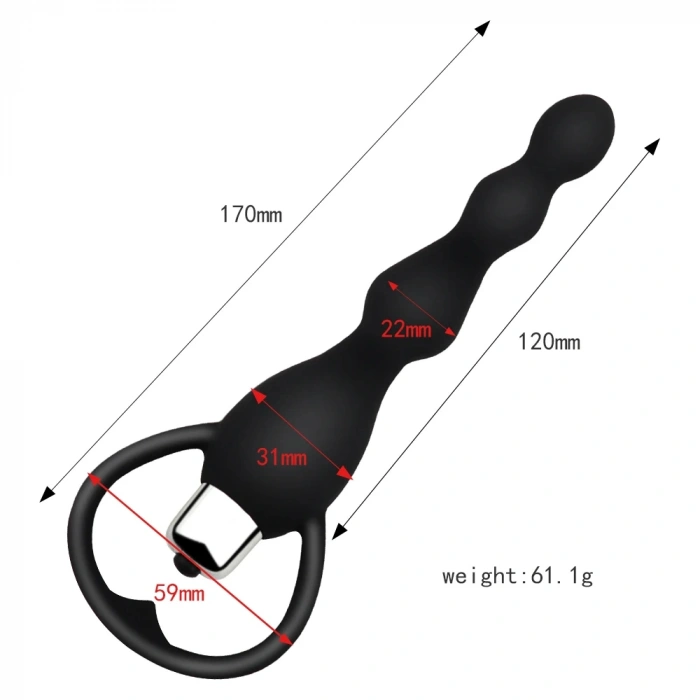 Nevamel® Backpart Titreşimli Boğumlu Halkalı Anal Tıkaç - Siyah
