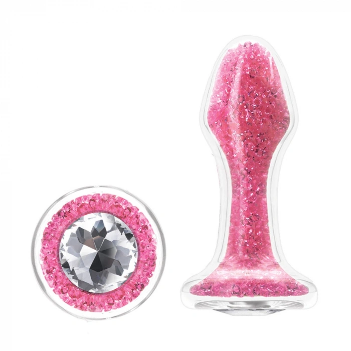 Nevamel® Backpart Yıldız Tozu İçi Kristalli Cam Anal Tıkaç - Pembe