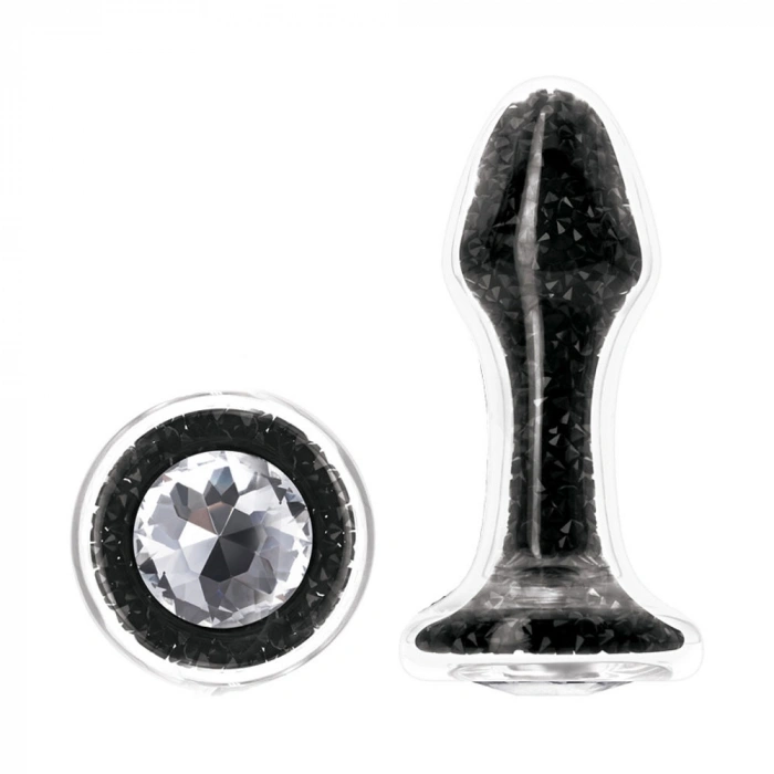 Nevamel® Backpart Yıldız Tozu İçi Kristalli Cam Anal Tıkaç - Siyah