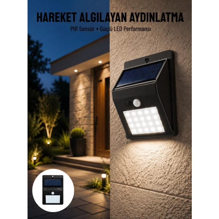 Nevamel® Bahçe Aydınlatması Güneş Enerjili Led Işık Lamba Sensörlü Dekoratif Yeni Nesil