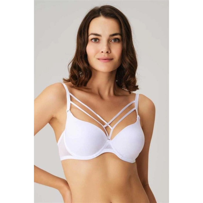 Nevamel® Balenli Desteksiz Dolgusuz Askıları Çıkabilen Yaka Detaylı T-Shirt Sütyeni