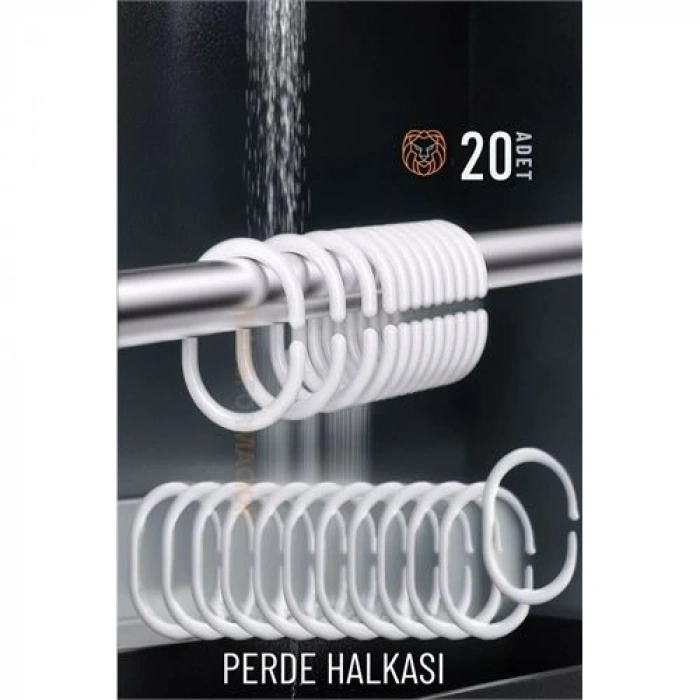 Nevamel® Banyo Perde Halkası 20li Set – Dayanıklı Kolay Takılan Şık Tasarım