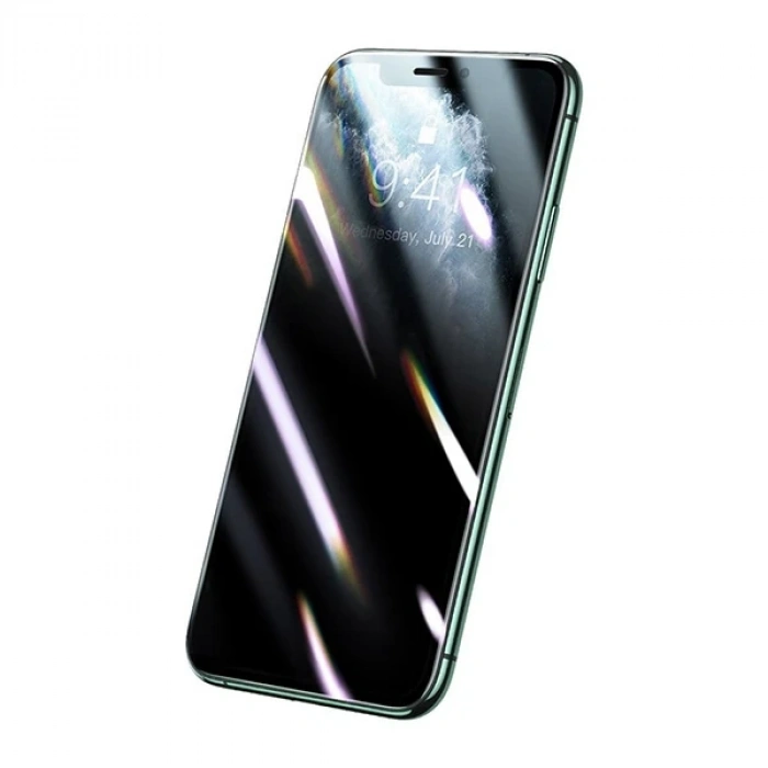 Nevamel Baseus 0.25mm İPhone 11 Pro-XS-X 3D Curved Privacy Gizlili Cam Ekran Koruyucu-(5775)