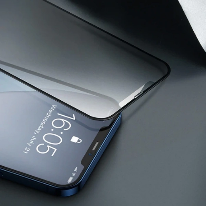 Nevamel Baseus 0.25MM İPhone 12-12 PRO 6.1 3D Full Tempered Cam Ekran Koruyucu 2adet-(5775)