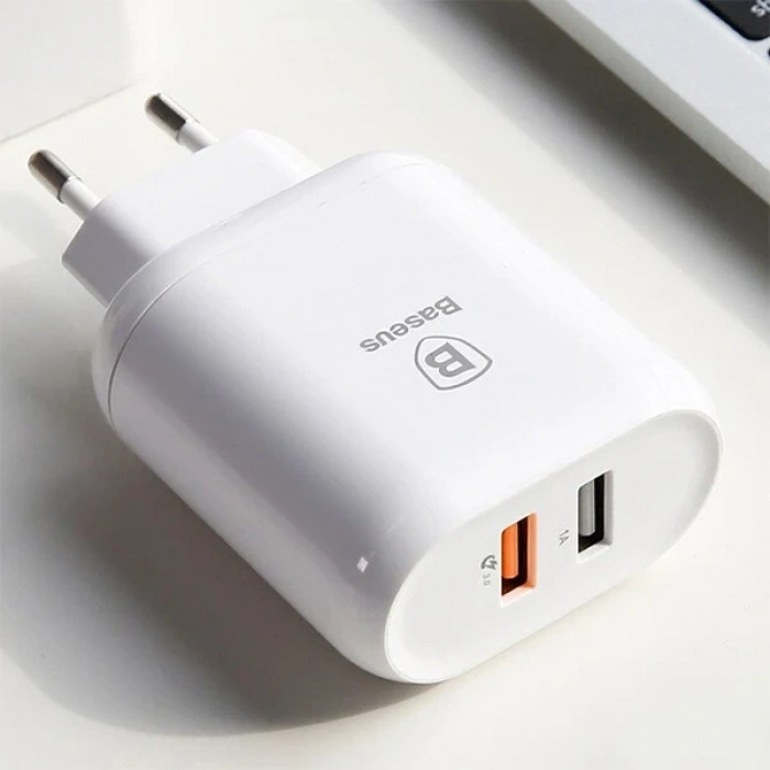 Nevamel Baseus Bojure Series Dual-USB QC 3.0 18W Hızlı Şarj Aleti Başlık-(5775)