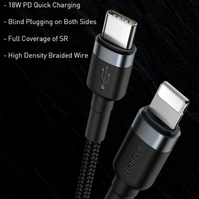 Nevamel Baseus Cafule Series Type-C To İPhone PD18W Hızlı Şarj Kablosu 1Metre-(5775)