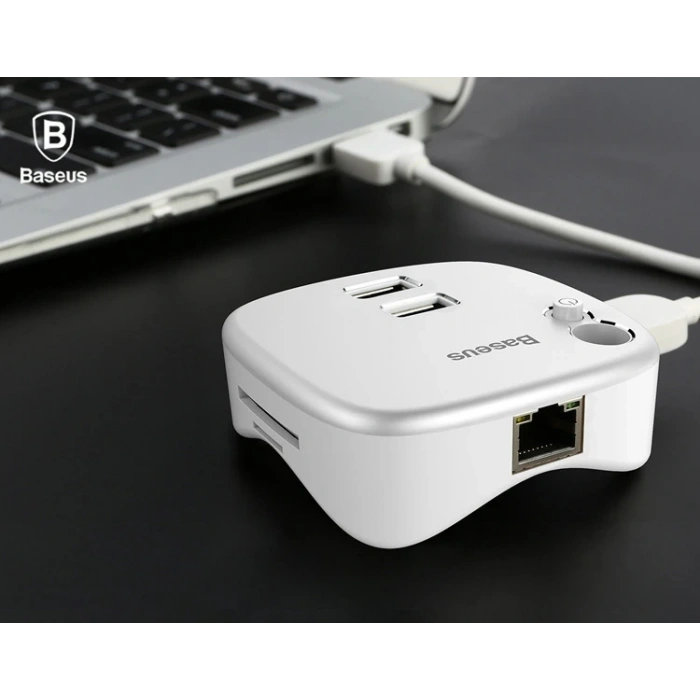 Nevamel Baseus Çok Fonsiyonlu Notebook Adaptörü Hub Dual USB 3.0 RJ45 TF/SD-(5775)