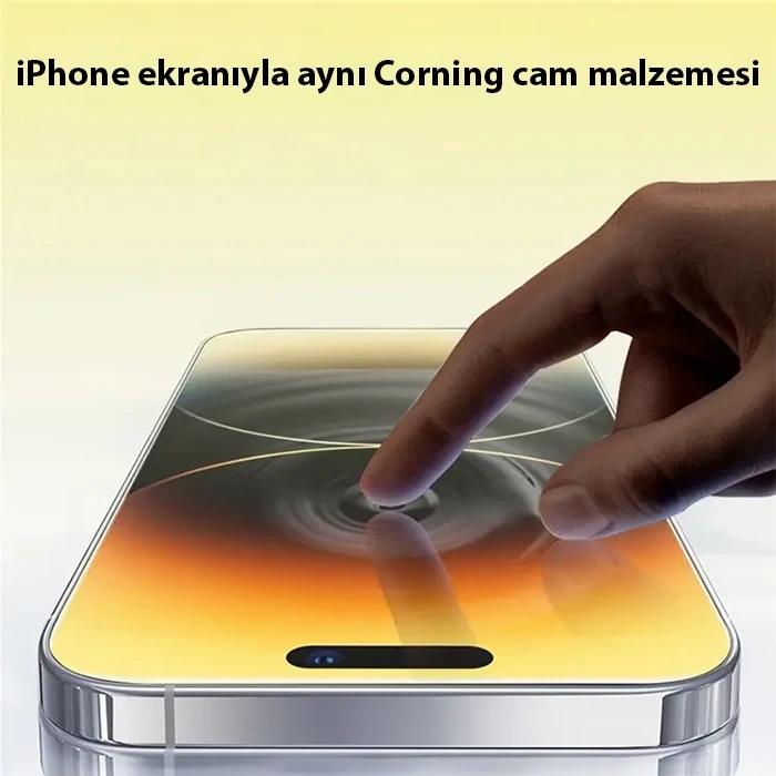 Nevamel Baseus Corning iPhone 15 Pro Max HD Tempered Full Koruma Cam Ekran Koruyucu-(5775)