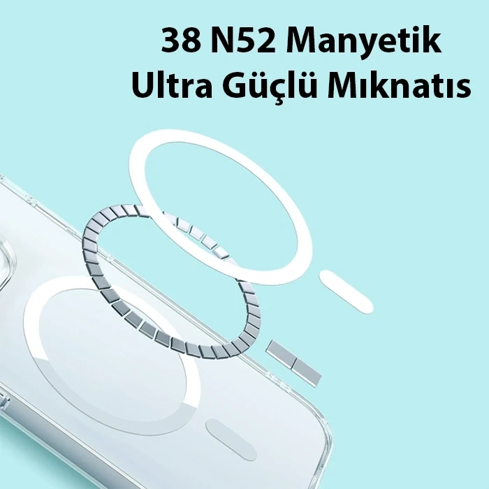 Nevamel Baseus Crystal iPhone 14 6.1 Magsafe Silikon Kılıf + Tempered Ekran Koruyucu Set-(5775)