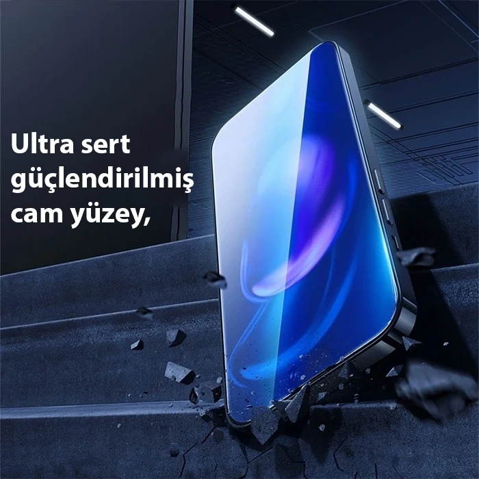 Nevamel Baseus Crystal iPhone 15 Full Koruma Anti Mavi Işık Tempered Cam Ekran Koruyucu 2 Adet Set-(5775)