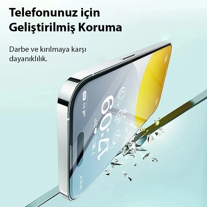 Nevamel Baseus Crystal iPhone 15 Plus Full Koruma Eye-Protection Tempered Cam Ekran Koruyucu-(5775)