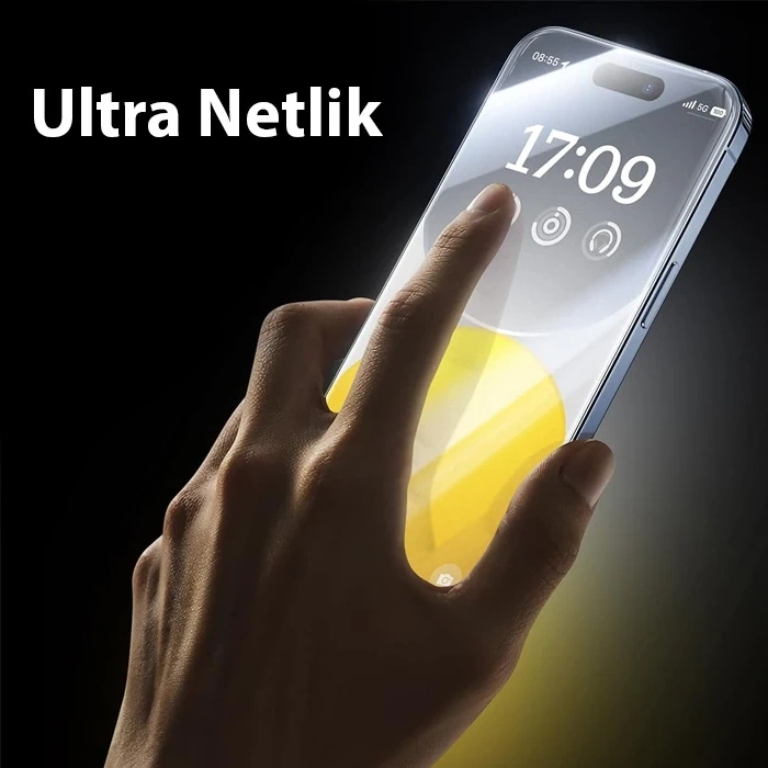 Nevamel Baseus Crystalline iPhone 15 Pro için Parlama Önleyici Tempered Cam Ekran Koruyucu-(5775)